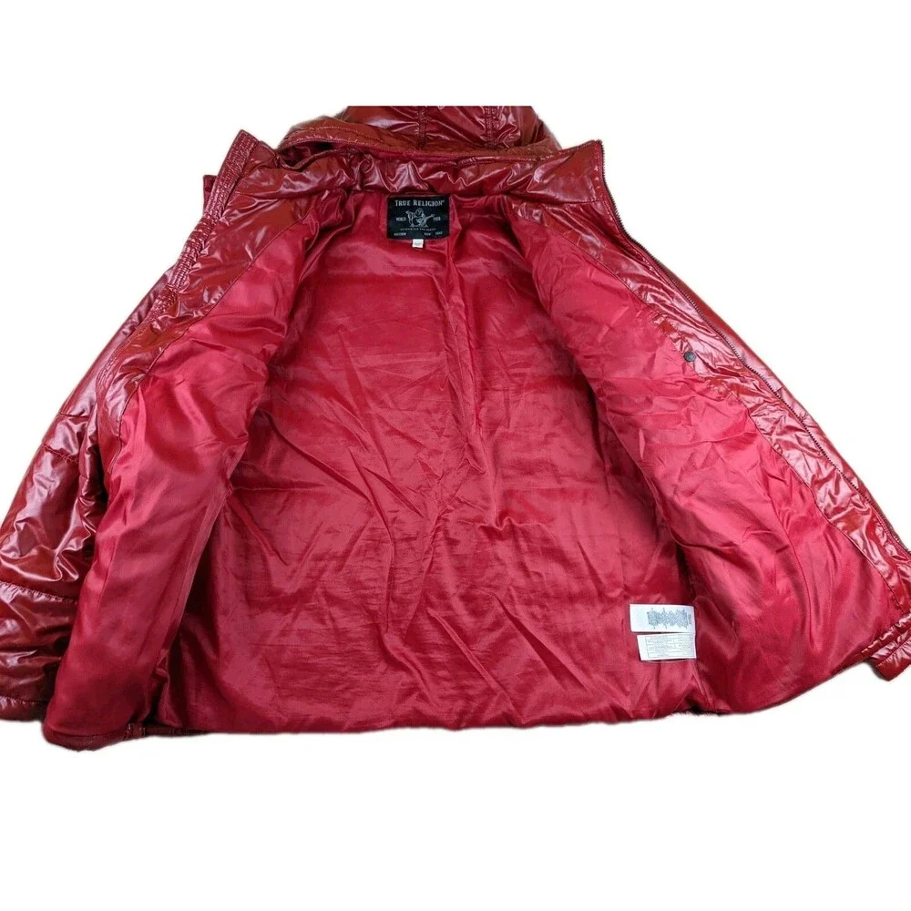 True Religion Quilted Puffer Jacket Shiny Red #103122 Men's 2XL EUC